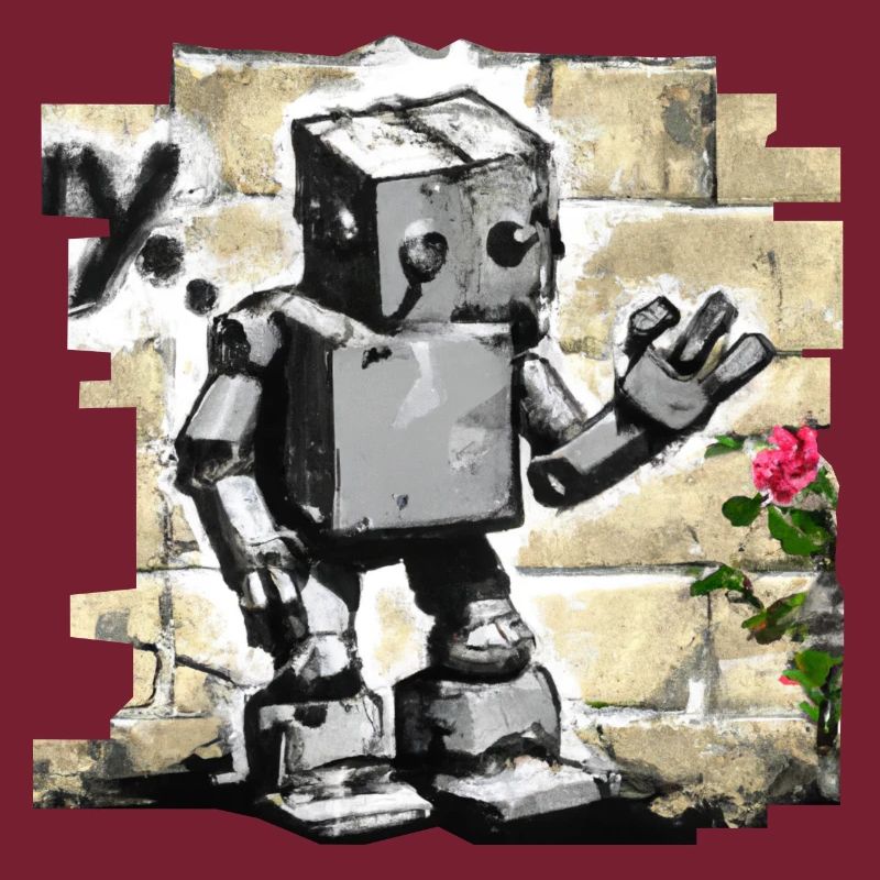 Robot Comic Graffiti Wall Character Rose Urban