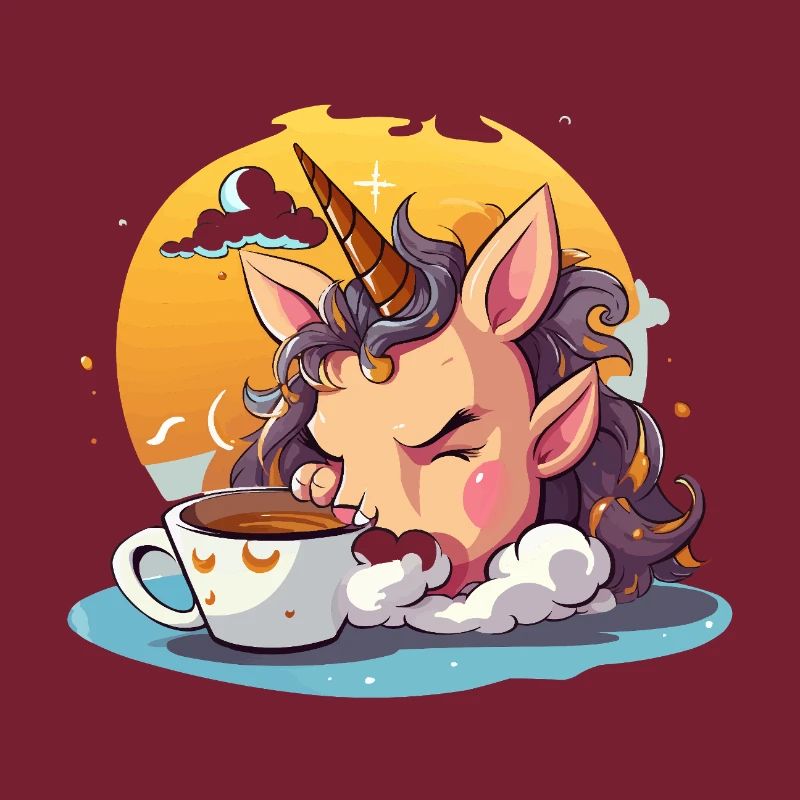 Licorne au café à la lumière du matin