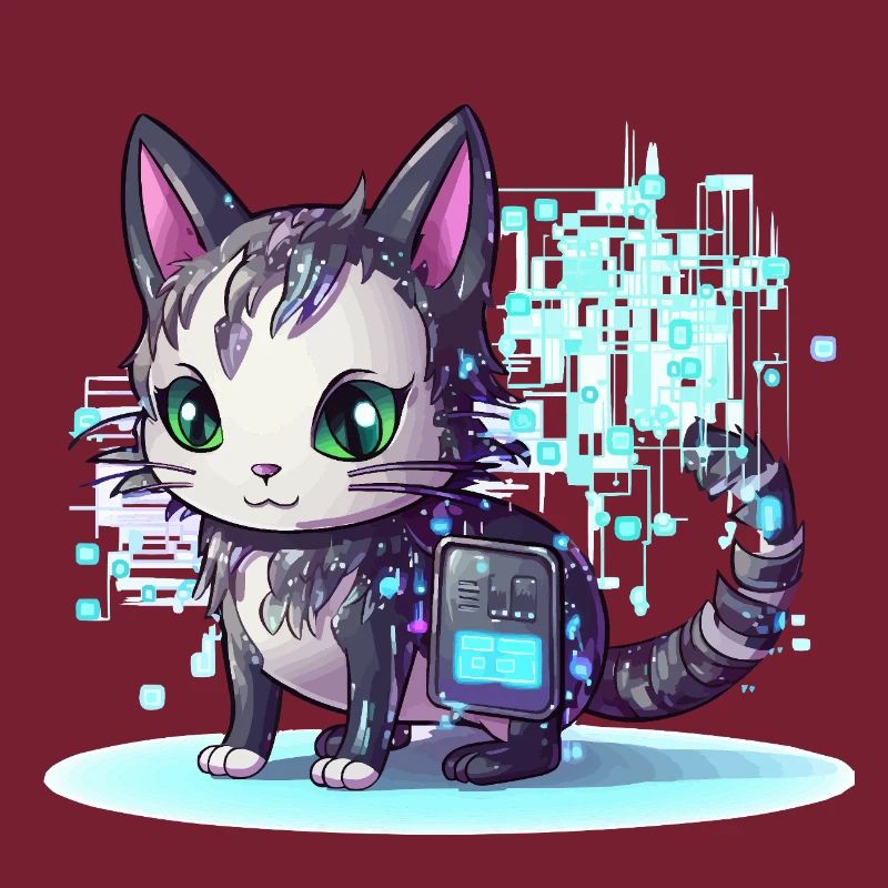 Cybercat Neon Pixel Magic