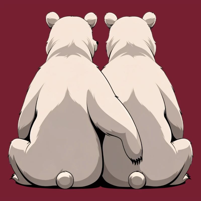 Two white bears back to back