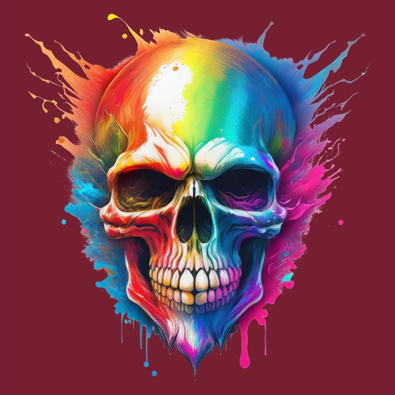 Rainbow Skull Color Explosion