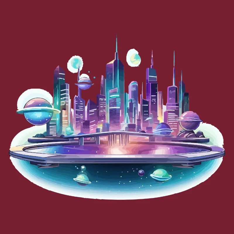 Silhouette de la Cité Spatiale Néon