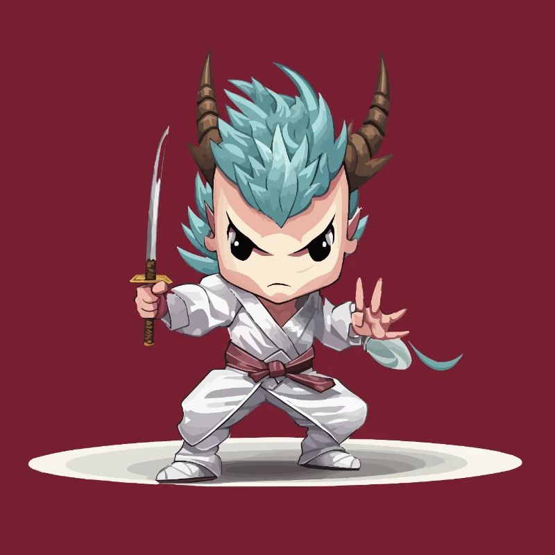 Chibi Krieger mit Katana