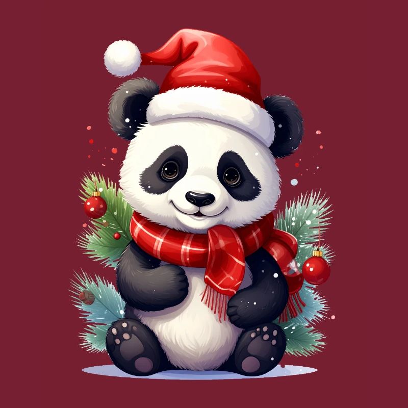 Mignon panda de Noël avec écharpe