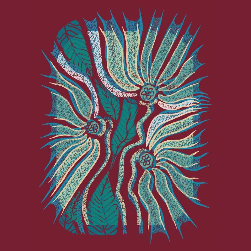 Tropical Abstract Bloom in Teal
