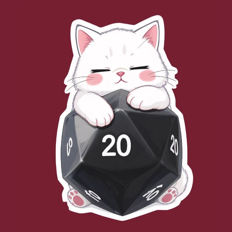 Sleeping Cat Hugging W20 Cube – Cartoon