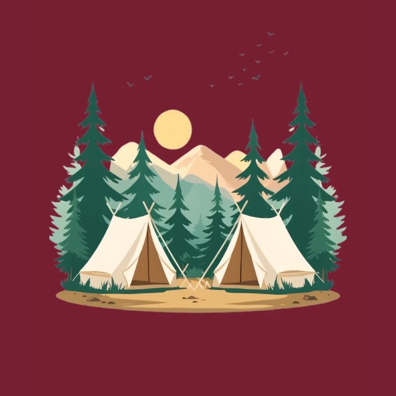 Nachtwald Camping Illustration