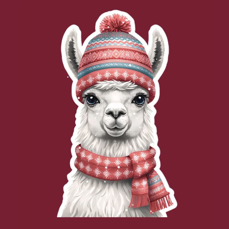 Lama d’hiver avec chapeau et écharpe tricotés