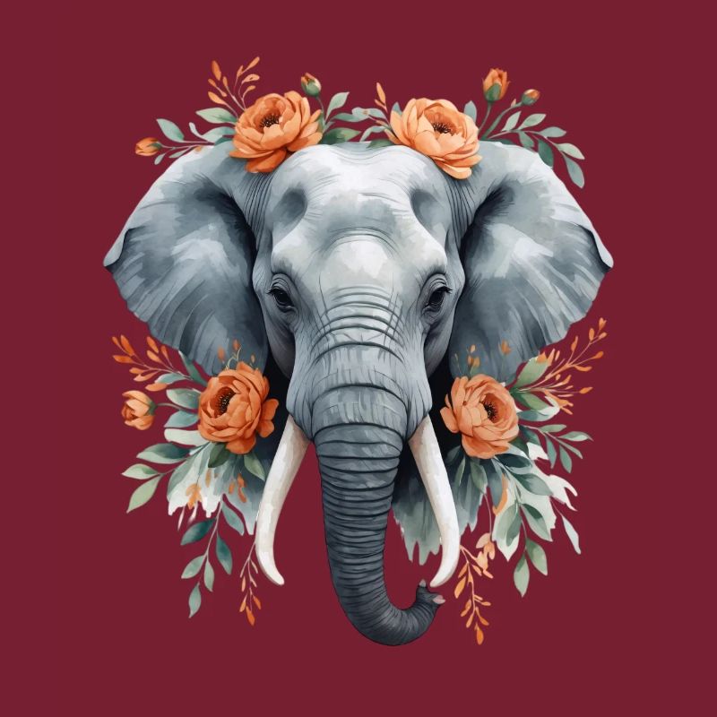 Éléphant avec une couronne de fleurs