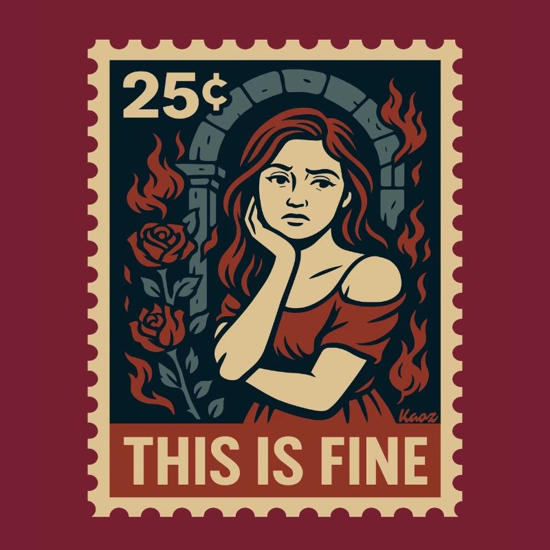 This Is Fine Stamp with Flames