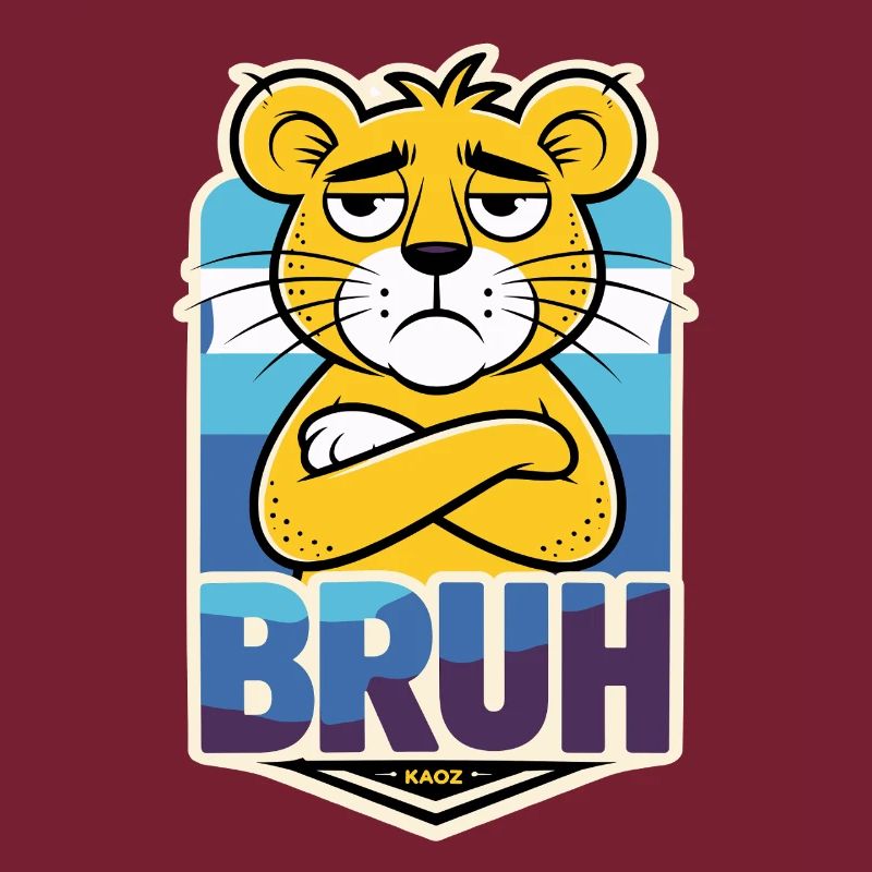 Grim lion with lettering Bruh