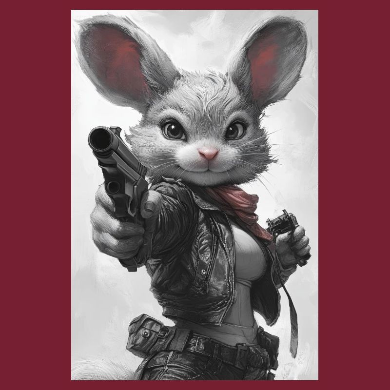 Action bunny in leather jacket