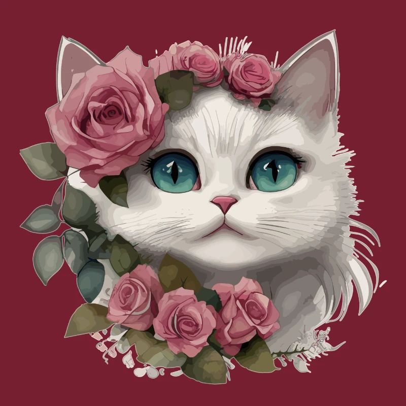 Chat blanc mignon avec de grands yeux