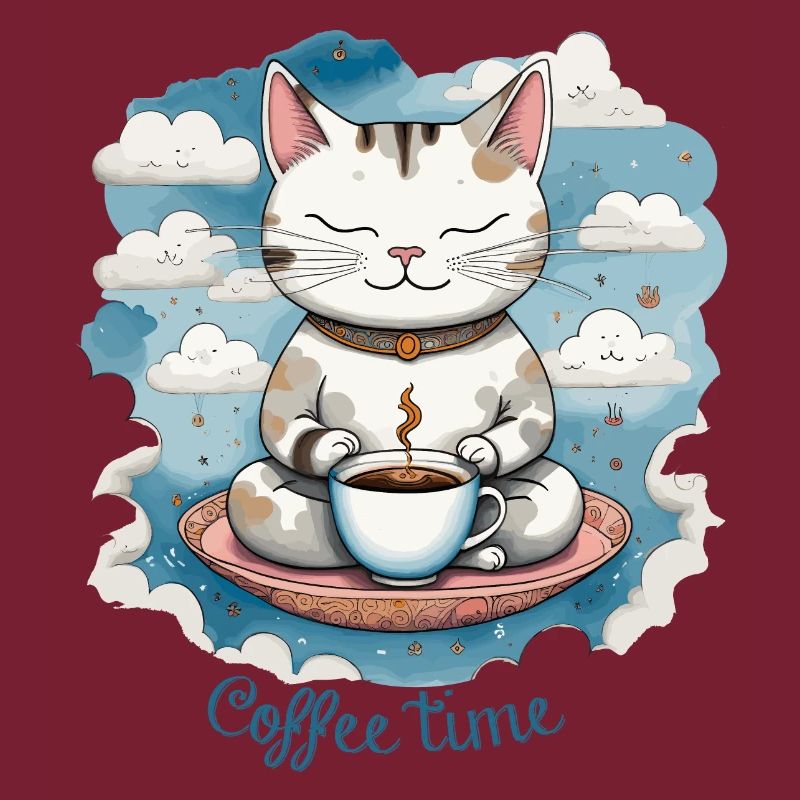 Cat drinking coffee, coffee time, cat humor