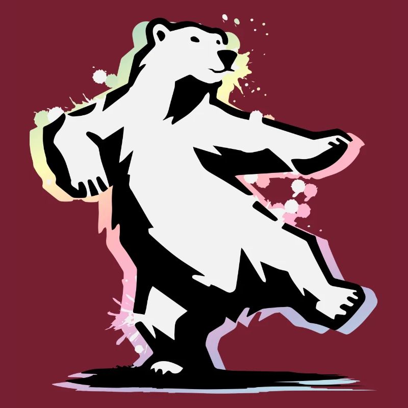 Tanzender Eisbär im Stencil-Stil