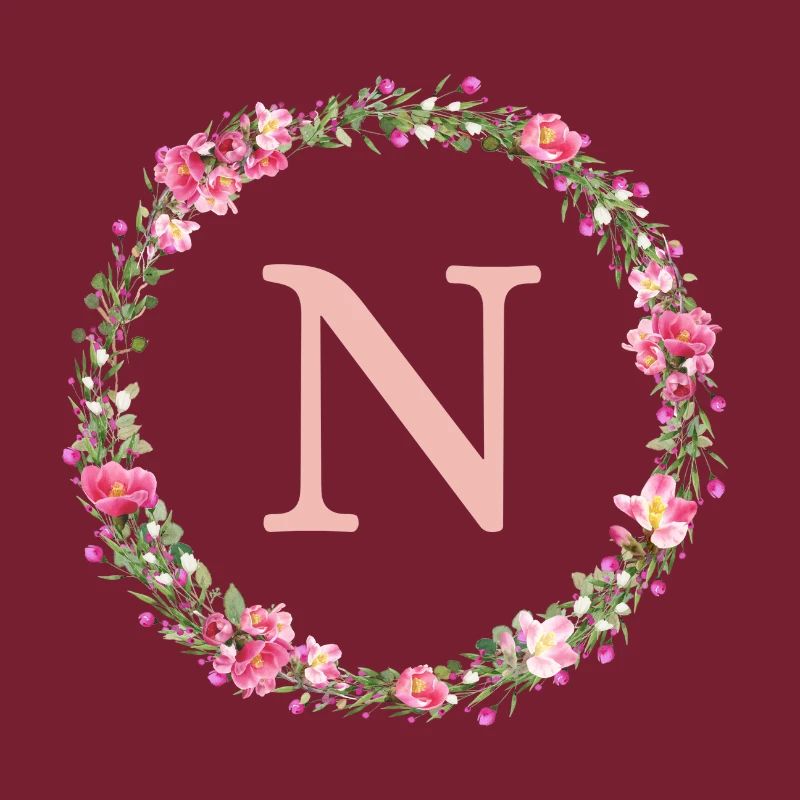 N Monogram, Couronne de fleurs, Personnalisable