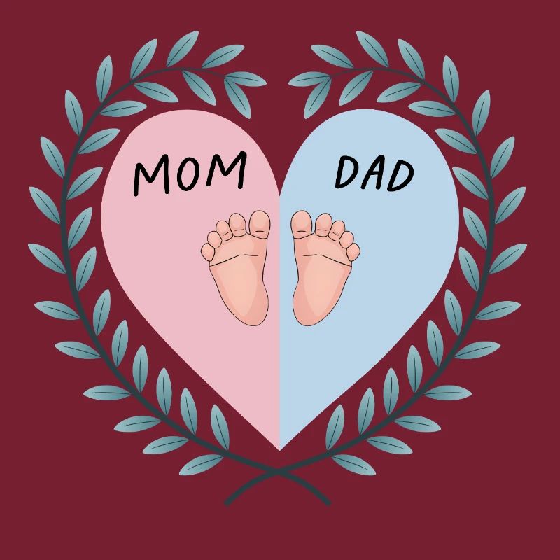 Coeur de maman et papa avec de jolis pieds de bébé