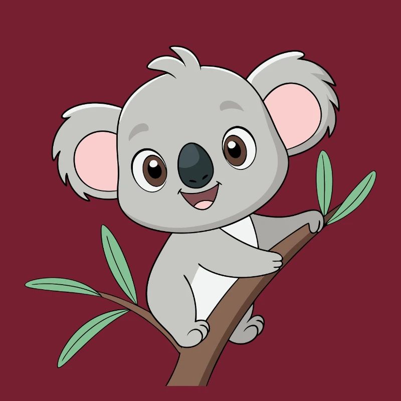 Bébé koala joyeux sur une branche