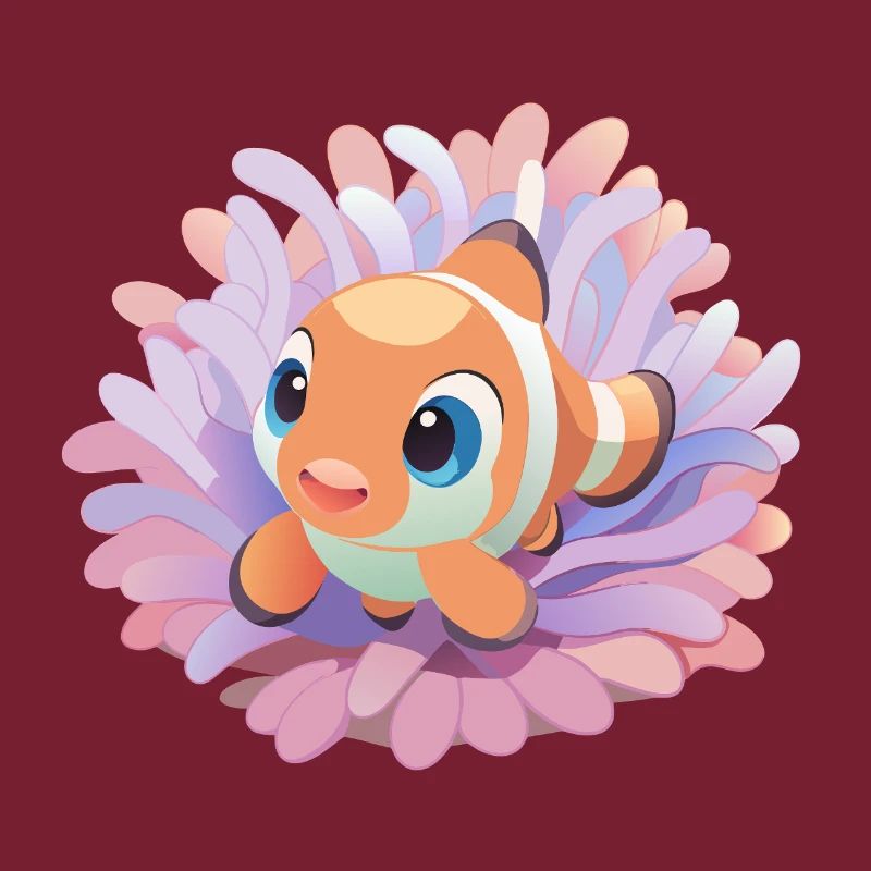 Poisson-clown bébé dans son anémone
