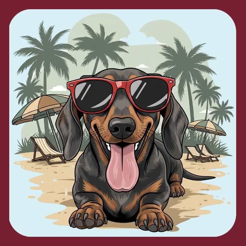 Teckel de plage Teckel Teckel avec lunettes cool