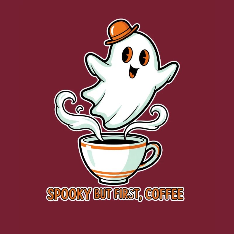 Fantôme effrayant avec café