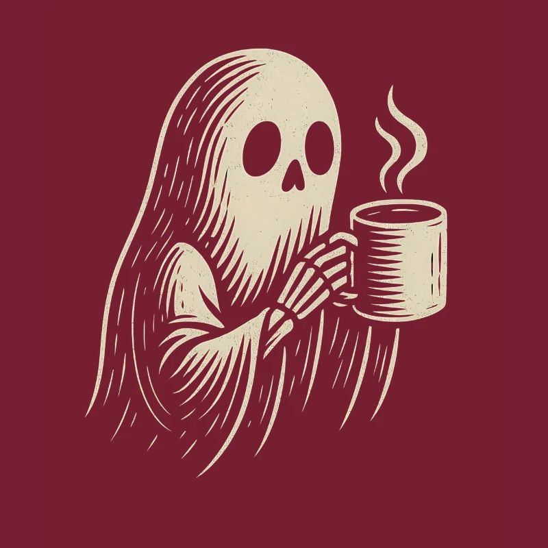 Skeleton with coffee enjoyment design