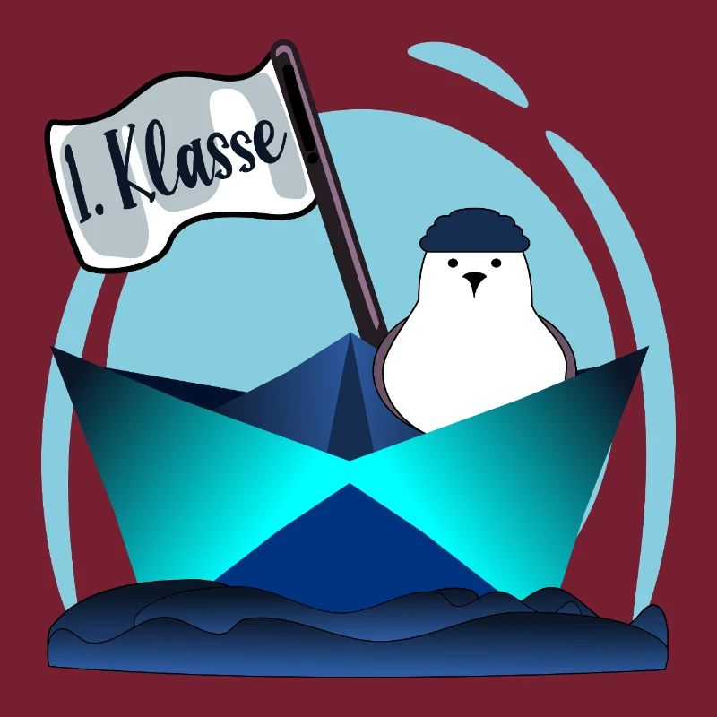 Möwe Segeln Papierboot 1. Klasse Schulkind
