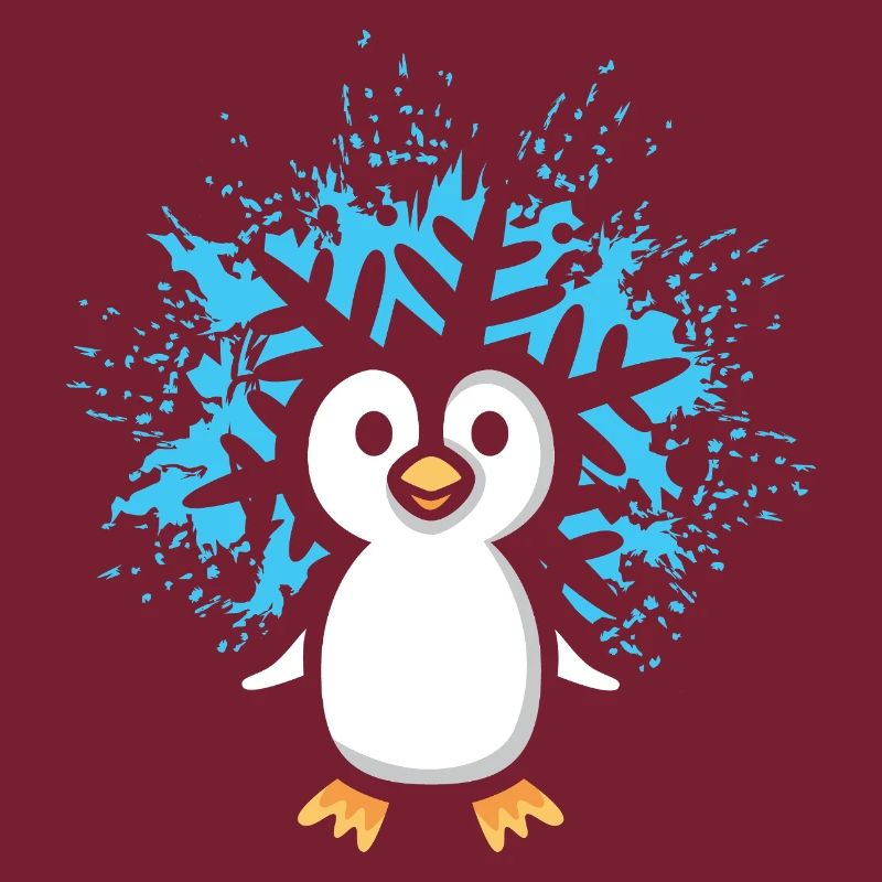 Pingouin avec flocon de neige dessin animé