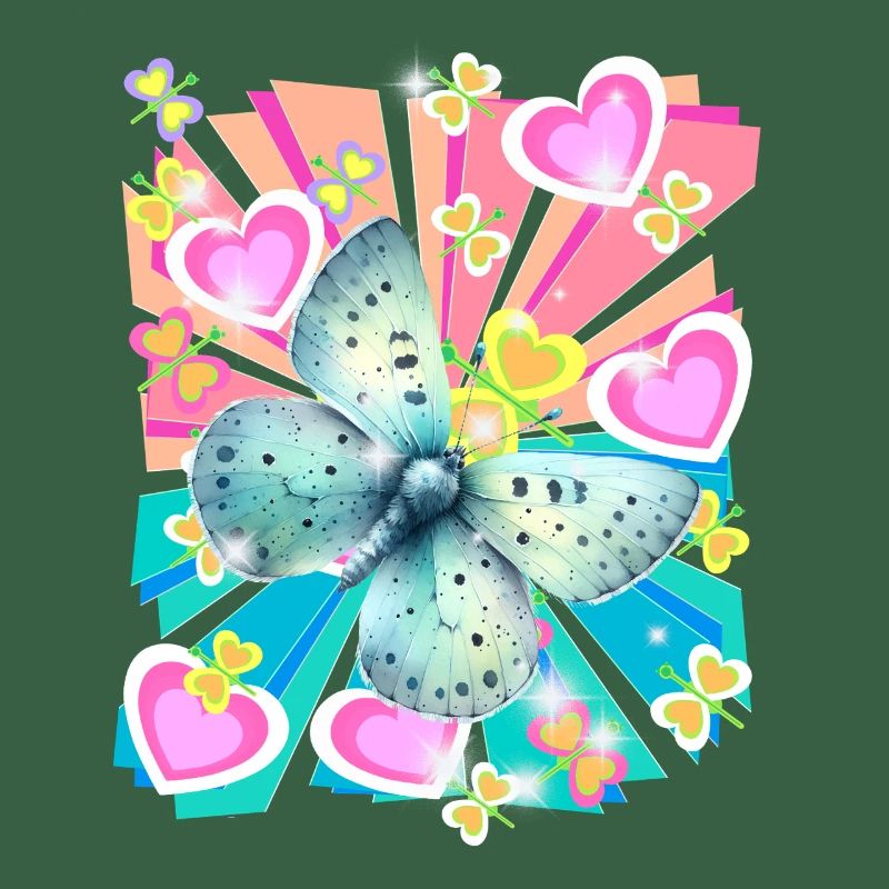Rétro papillon coeurs printemps insecte