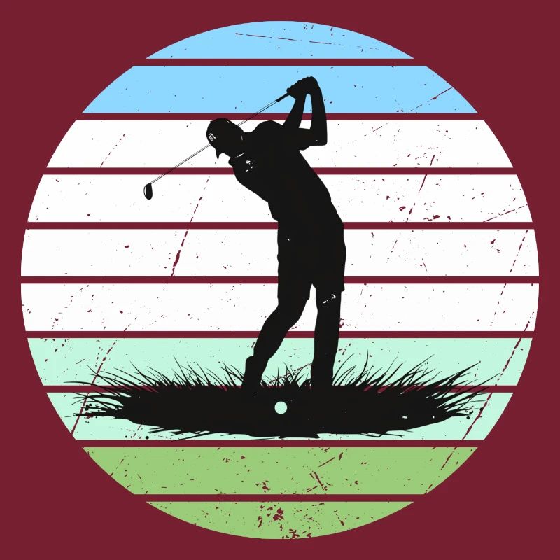 Silhouette de golf en cercle à rayures rétro