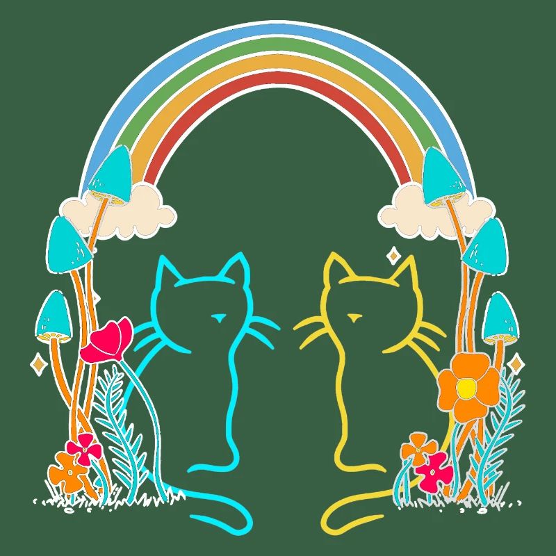 Regenbogen Retro Katzen Kinder