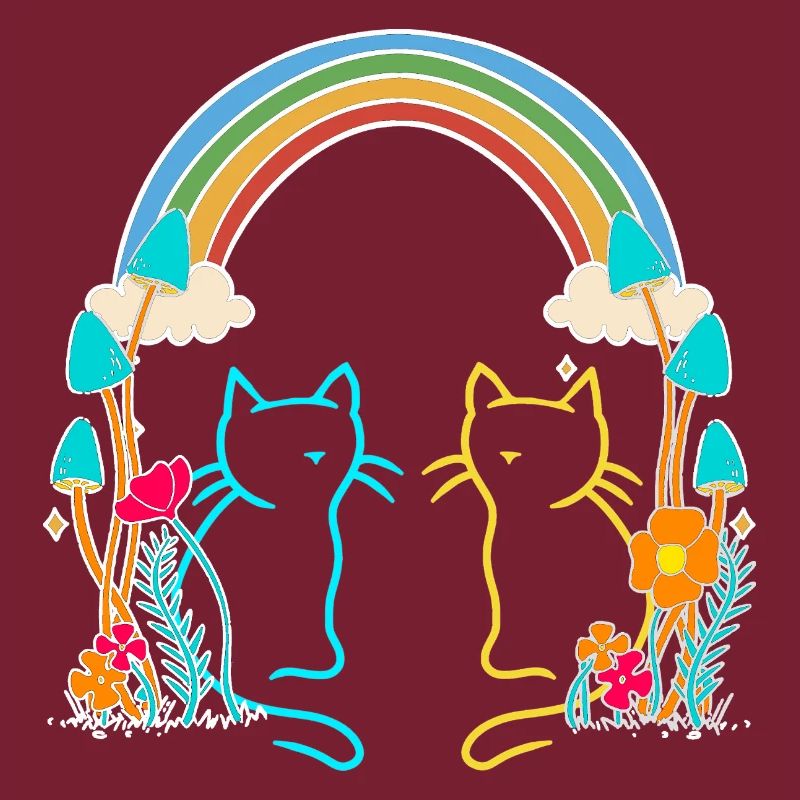 Regenbogen Retro Katzen Kinder