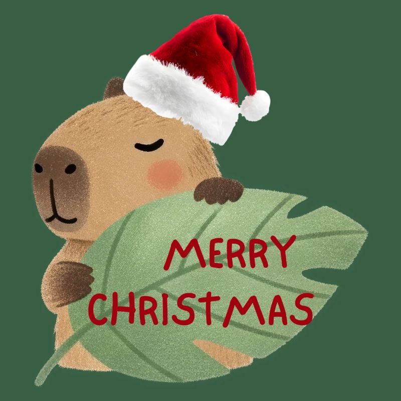Christmas bear with leaf greeting