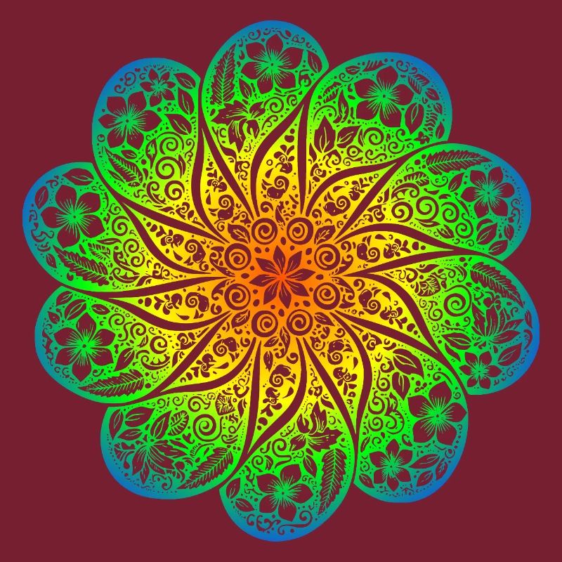 Sweat à capuche Mandala arc-en-ciel floral dans le style rétro boho