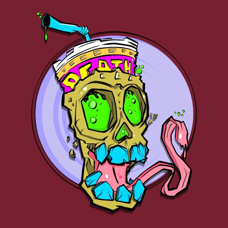 Neon Schädel mit Farbschock