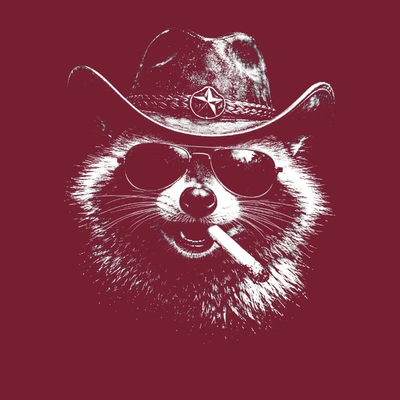 Waschbär Cowboy mit Zigarre