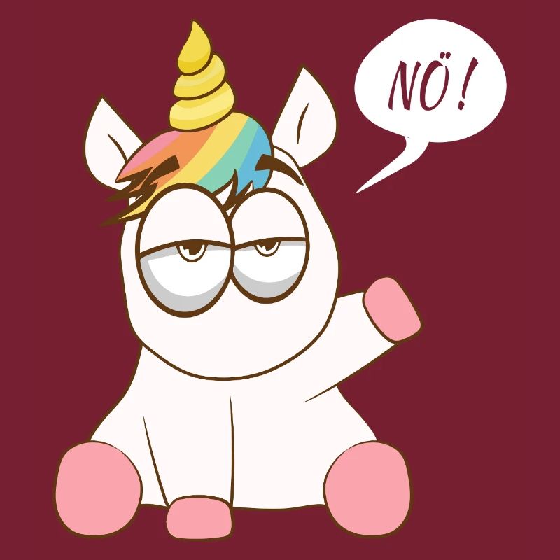 Regenbogen-Einhorn mit murrendem Charme
