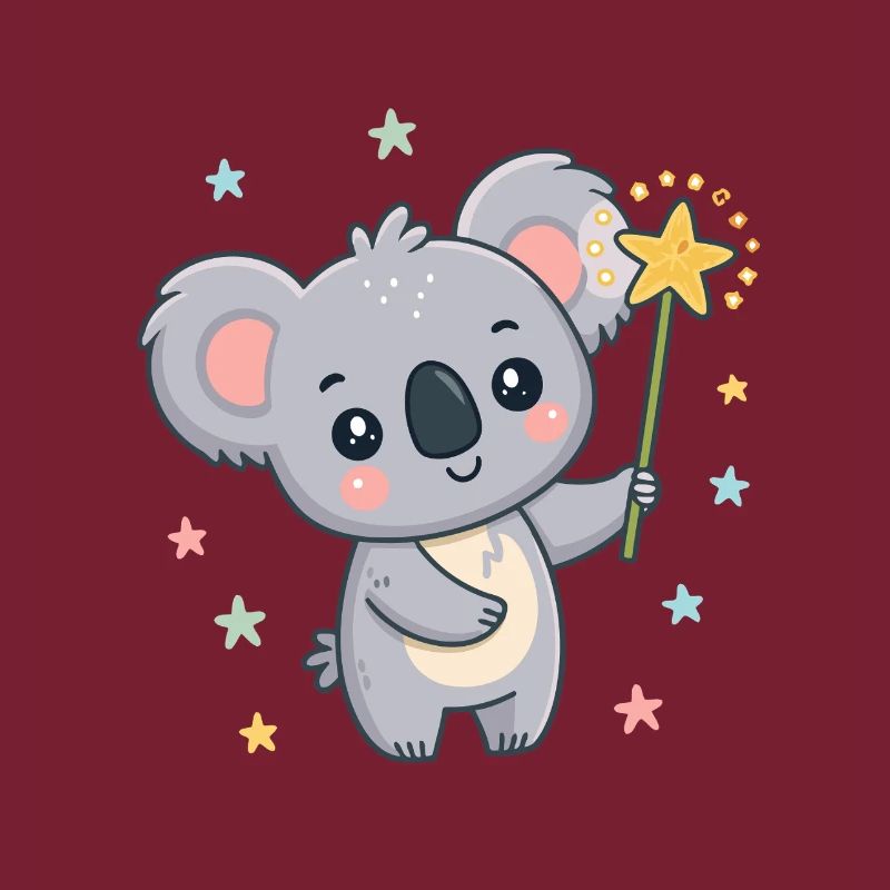 Koala Magicien Etoiles Pastel