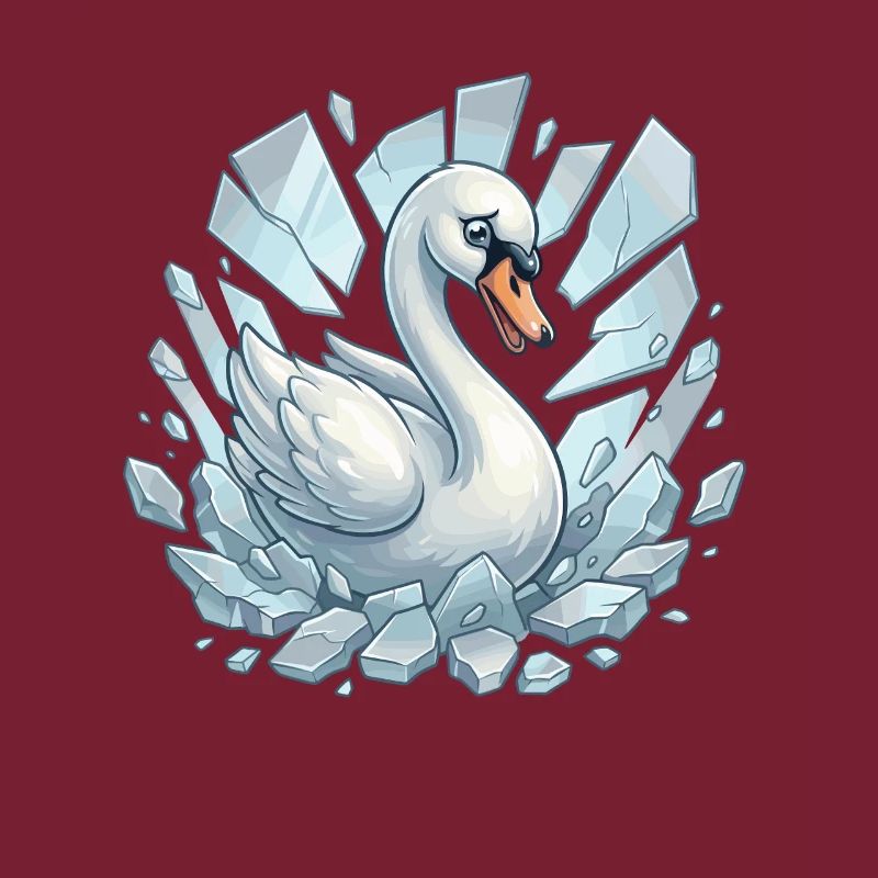 Schwan bricht durchs Eis