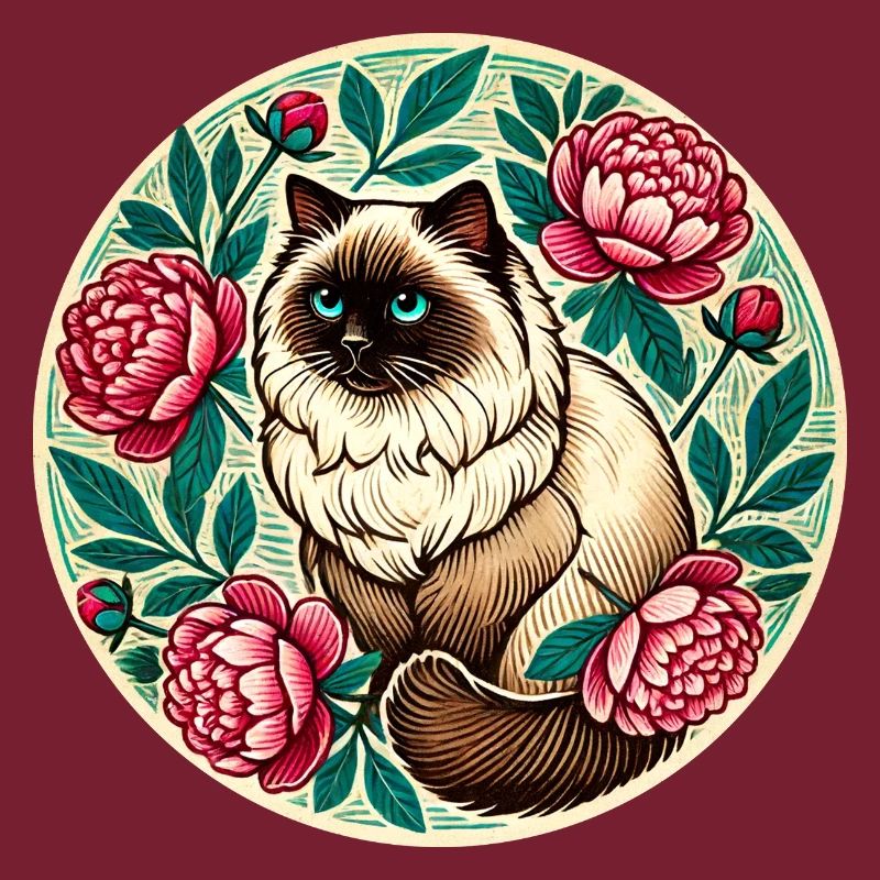 Floral Circle Cat Portrait