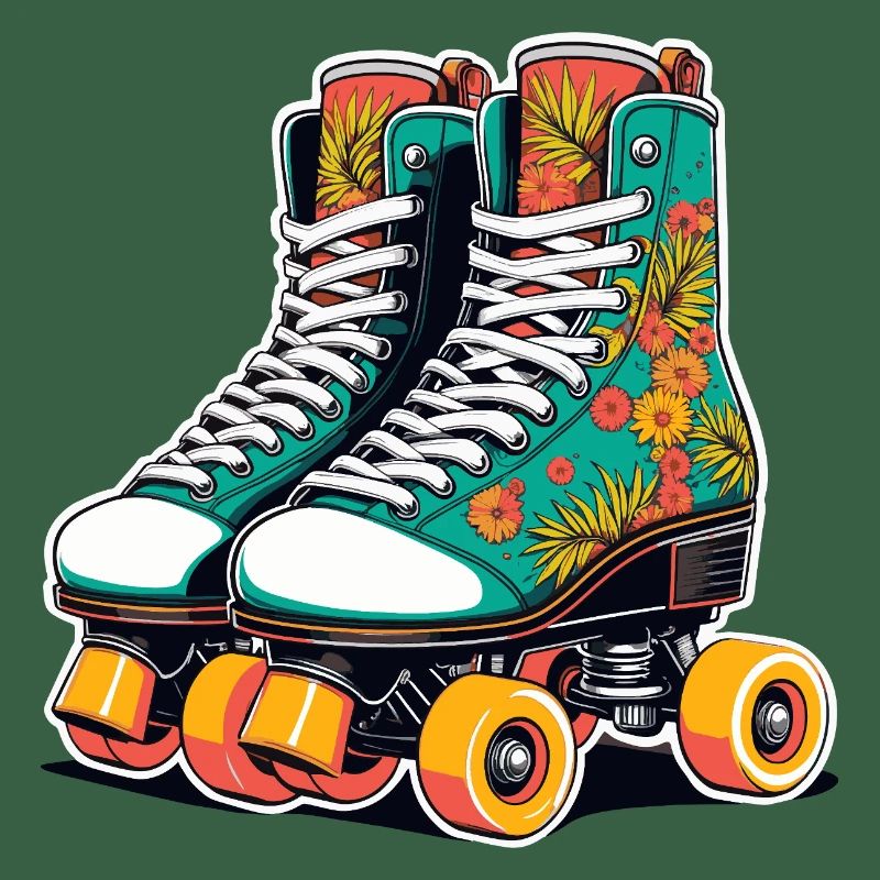 Blumenflair Rollschuhe Teal