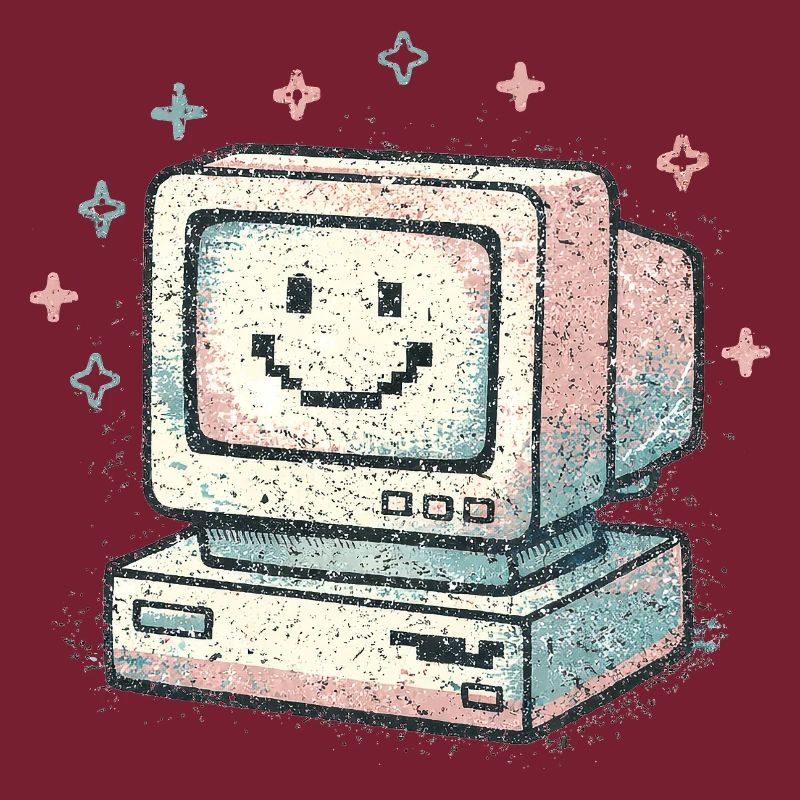 Süßer Retro-Computer Vintage 80s Tech Style