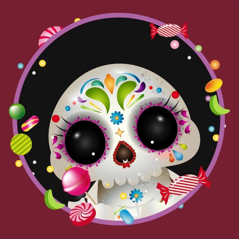 Cute Sugar Skull in candy frame
