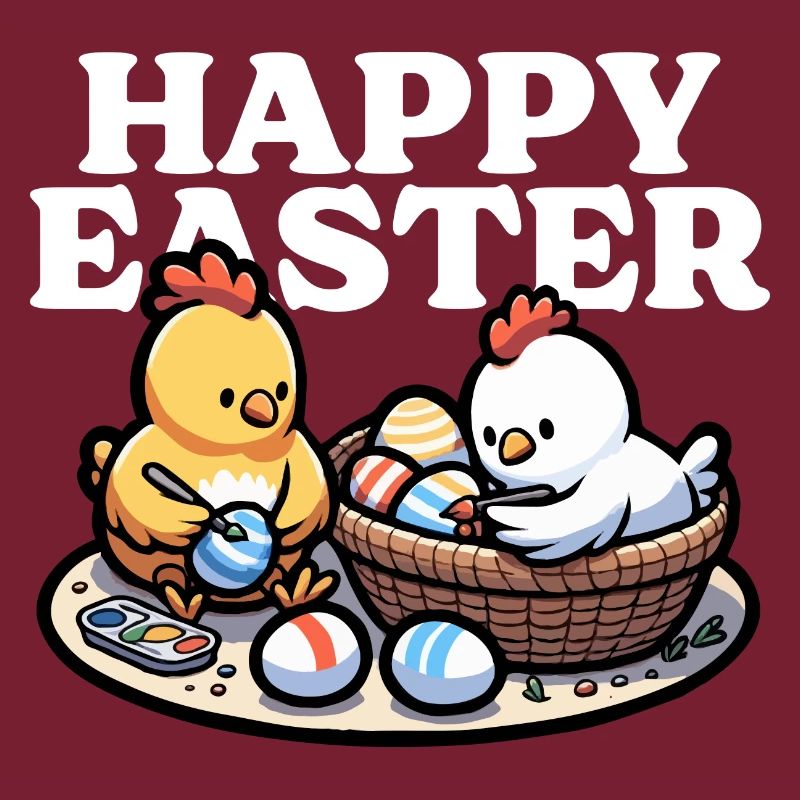 Happy Easter – Cute chicks paint Easter eggs