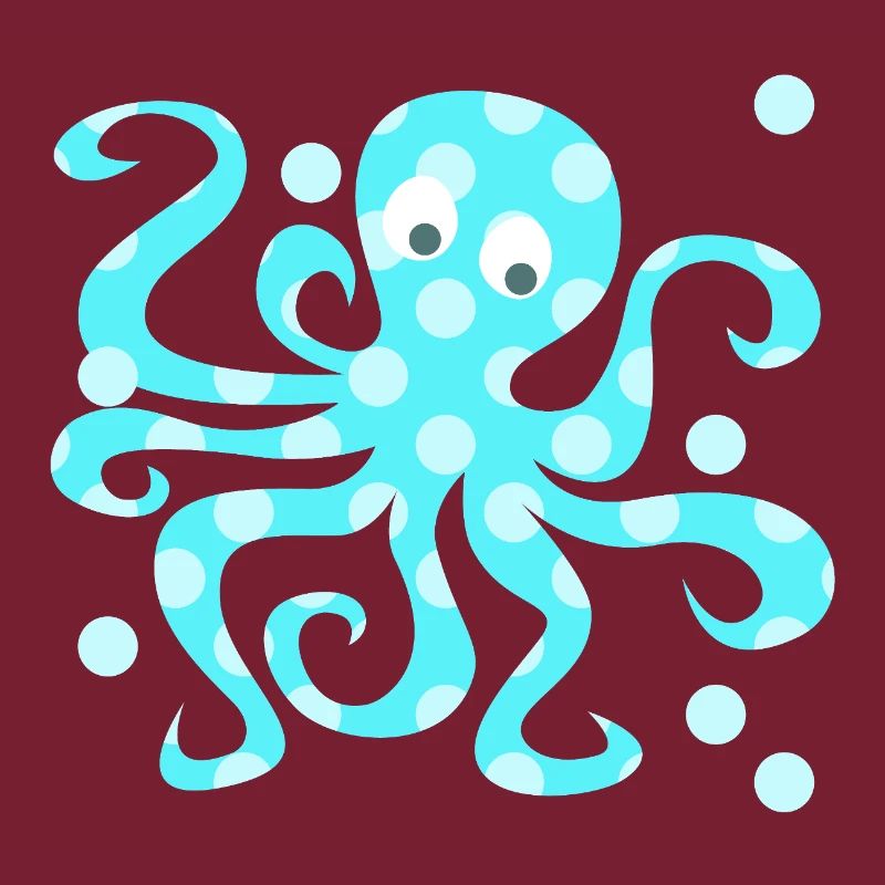 Octopus Squid Dots Dots Comic Sea Animal