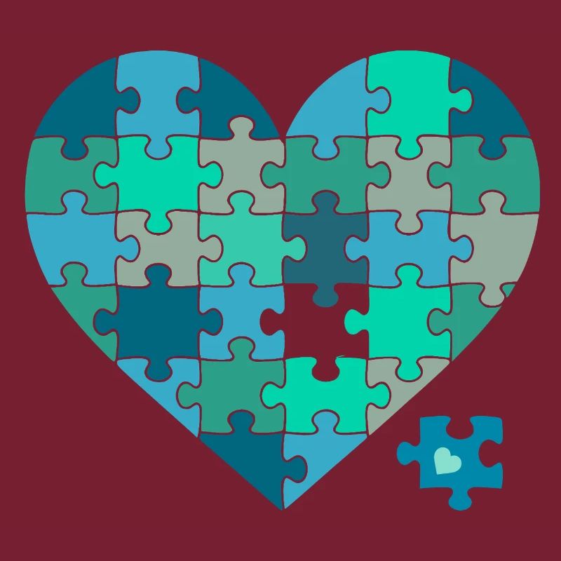 Puzzleherz Blaugrün