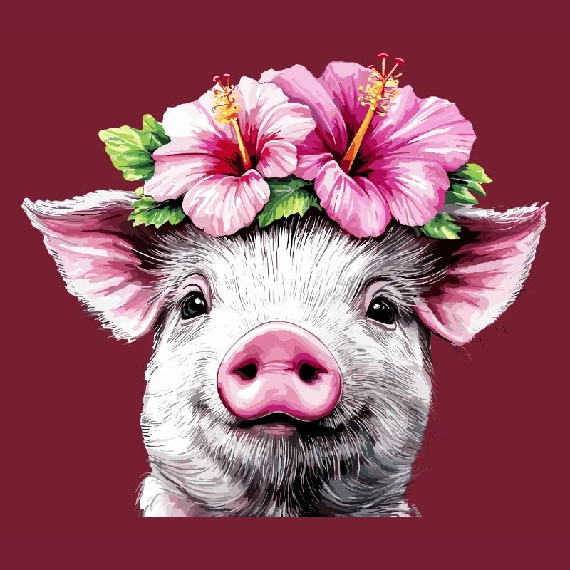 Cochon à couronne d’hibiscus