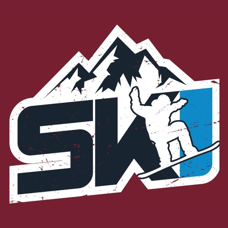 Conception de logo de ski de snowboarder de montagne