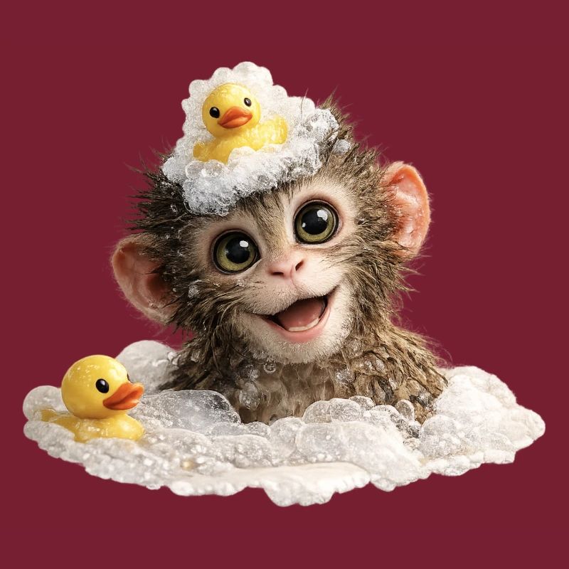 Singe du Bain avec Canard en Caoutchouc