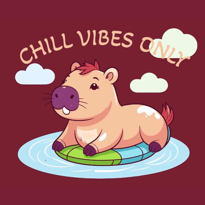 Capybara mignon - Capybara sur planche de surf
